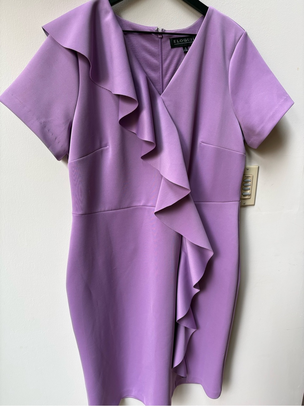 Eloquii Lilac Ruffle Wrap-Front Mini Dress